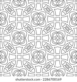Stylish texture with figures from lines.Abstract geometric black and white pattern for web page, textures, card, poster, fabric, textile. Monochrome graphic repeating design. 