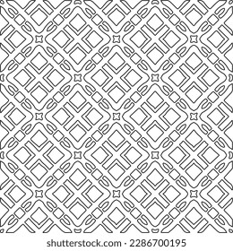 Stylish texture with figures from lines.Abstract geometric black and white pattern for web page, textures, card, poster, fabric, textile. Monochrome graphic repeating design. 