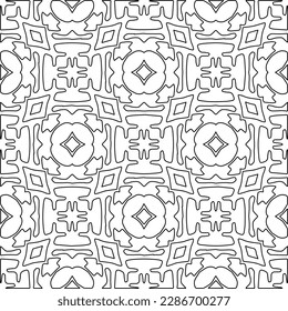 Stylish texture with figures from lines.Abstract geometric black and white pattern for web page, textures, card, poster, fabric, textile. Monochrome graphic repeating design. 