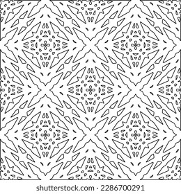 Stylish texture with figures from lines.Abstract geometric black and white pattern for web page, textures, card, poster, fabric, textile. Monochrome graphic repeating design. 