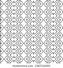 Stylish texture with figures from lines.Abstract geometric black and white pattern for web page, textures, card, poster, fabric, textile. Monochrome graphic repeating design. 
