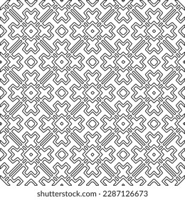 Stylish texture with figures from lines.Abstract geometric black and white pattern for web page, textures, card, poster, fabric, textile. Monochrome graphic repeating design. 