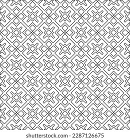 Stylish texture with figures from lines.Abstract geometric black and white pattern for web page, textures, card, poster, fabric, textile. Monochrome graphic repeating design. 