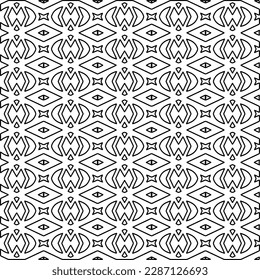 Stylish texture with figures from lines.Abstract geometric black and white pattern for web page, textures, card, poster, fabric, textile. Monochrome graphic repeating design. 