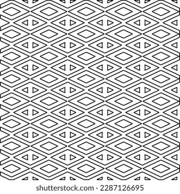 Stylish texture with figures from lines.Abstract geometric black and white pattern for web page, textures, card, poster, fabric, textile. Monochrome graphic repeating design. 