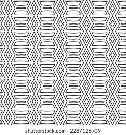 Stylish texture with figures from lines.Abstract geometric black and white pattern for web page, textures, card, poster, fabric, textile. Monochrome graphic repeating design. 