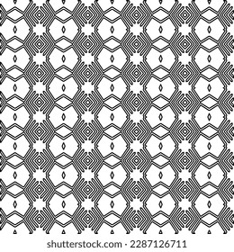 Textura elegante con figuras de líneas.Patrón geométrico en blanco y negro para páginas web, texturas, tarjetas, afiches, tela, textil. Diseño repetitivo gráfico monocromo. 