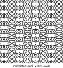 Stylish texture with figures from lines.Abstract geometric black and white pattern for web page, textures, card, poster, fabric, textile. Monochrome graphic repeating design. 