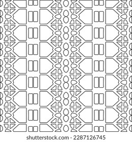 Stylish texture with figures from lines.Abstract geometric black and white pattern for web page, textures, card, poster, fabric, textile. Monochrome graphic repeating design. 