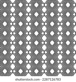 Stylish texture with figures from lines.Abstract geometric black and white pattern for web page, textures, card, poster, fabric, textile. Monochrome graphic repeating design. 