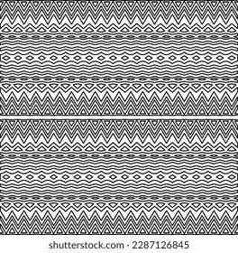 Stylish texture with figures from lines.Abstract geometric black and white pattern for web page, textures, card, poster, fabric, textile. Monochrome graphic repeating design. 