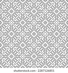 Stylish texture with figures from lines.Abstract geometric black and white pattern for web page, textures, card, poster, fabric, textile. Monochrome graphic repeating design. 