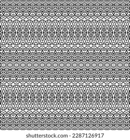 Stylish texture with figures from lines.Abstract geometric black and white pattern for web page, textures, card, poster, fabric, textile. Monochrome graphic repeating design. 