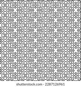 Stilvolle Textur mit Figuren aus Linien.Abstraktes geometrisches Schwarz-Weiß Muster für Webseiten, Texturen, Karten, Poster, Stoff, Textilien. Monochrome grafische Wiederholungsdesign. 