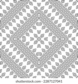 Stylish texture with figures from lines.Abstract geometric black and white pattern for web page, textures, card, poster, fabric, textile. Monochrome graphic repeating design. 