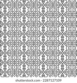 Stylish texture with figures from lines.Abstract geometric black and white pattern for web page, textures, card, poster, fabric, textile. Monochrome graphic repeating design. 