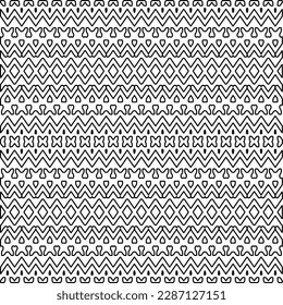 Stylish texture with figures from lines.Abstract geometric black and white pattern for web page, textures, card, poster, fabric, textile. Monochrome graphic repeating design. 
