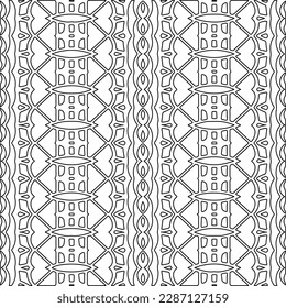 Stylish texture with figures from lines.Abstract geometric black and white pattern for web page, textures, card, poster, fabric, textile. Monochrome graphic repeating design. 