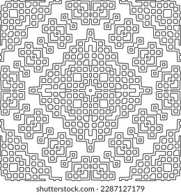 Stylish texture with figures from lines.Abstract geometric black and white pattern for web page, textures, card, poster, fabric, textile. Monochrome graphic repeating design. 