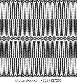 Stylish texture with figures from lines.Abstract geometric black and white pattern for web page, textures, card, poster, fabric, textile. Monochrome graphic repeating design. 