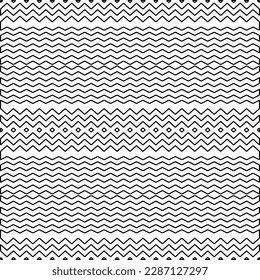 Stylish texture with figures from lines.Abstract geometric black and white pattern for web page, textures, card, poster, fabric, textile. Monochrome graphic repeating design. 