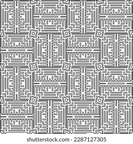Stylish texture with figures from lines.Abstract geometric black and white pattern for web page, textures, card, poster, fabric, textile. Monochrome graphic repeating design. 