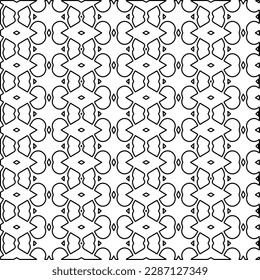 Stylish texture with figures from lines.Abstract geometric black and white pattern for web page, textures, card, poster, fabric, textile. Monochrome graphic repeating design. 