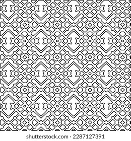 Stylish texture with figures from lines.Abstract geometric black and white pattern for web page, textures, card, poster, fabric, textile. Monochrome graphic repeating design. 