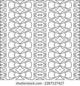 Stylish texture with figures from lines.Abstract geometric black and white pattern for web page, textures, card, poster, fabric, textile. Monochrome graphic repeating design. 