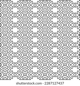 Stylish texture with figures from lines.Abstract geometric black and white pattern for web page, textures, card, poster, fabric, textile. Monochrome graphic repeating design. 