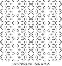 Stylish texture with figures from lines.Abstract geometric black and white pattern for web page, textures, card, poster, fabric, textile. Monochrome graphic repeating design. 