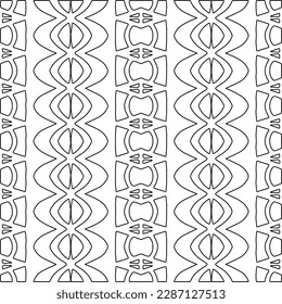 Stylish texture with figures from lines.Abstract geometric black and white pattern for web page, textures, card, poster, fabric, textile. Monochrome graphic repeating design. 