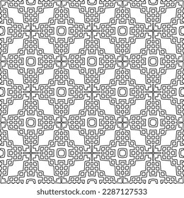Stylish texture with figures from lines.Abstract geometric black and white pattern for web page, textures, card, poster, fabric, textile. Monochrome graphic repeating design. 