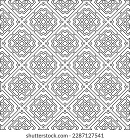 Stylish texture with figures from lines.Abstract geometric black and white pattern for web page, textures, card, poster, fabric, textile. Monochrome graphic repeating design. 