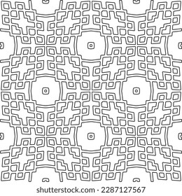 Stylish texture with figures from lines.Abstract geometric black and white pattern for web page, textures, card, poster, fabric, textile. Monochrome graphic repeating design. 