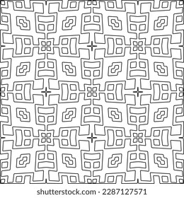 Stylish texture with figures from lines.Abstract geometric black and white pattern for web page, textures, card, poster, fabric, textile. Monochrome graphic repeating design. 