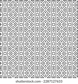 Stylish texture with figures from lines.Abstract geometric black and white pattern for web page, textures, card, poster, fabric, textile. Monochrome graphic repeating design. 