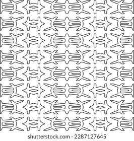 Stylish texture with figures from lines.Abstract geometric black and white pattern for web page, textures, card, poster, fabric, textile. Monochrome graphic repeating design. 