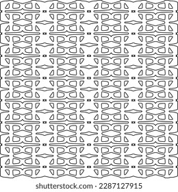 Stylish texture with figures from lines.Abstract geometric black and white pattern for web page, textures, card, poster, fabric, textile. Monochrome graphic repeating design. 