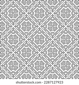 Stylish texture with figures from lines.Abstract geometric black and white pattern for web page, textures, card, poster, fabric, textile. Monochrome graphic repeating design. 