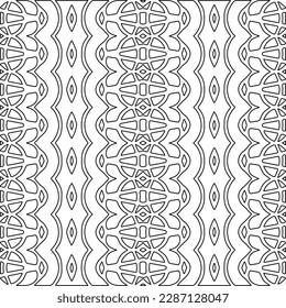 Stylish texture with figures from lines.Abstract geometric black and white pattern for web page, textures, card, poster, fabric, textile. Monochrome graphic repeating design. 