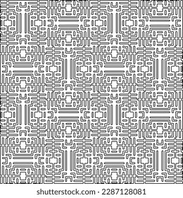 Stylish texture with figures from lines.Abstract geometric black and white pattern for web page, textures, card, poster, fabric, textile. Monochrome graphic repeating design. 