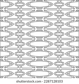 Stylish texture with figures from lines.Abstract geometric black and white pattern for web page, textures, card, poster, fabric, textile. Monochrome graphic repeating design. 
