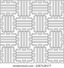 Textura elegante con figuras de líneas.Patrón geométrico en blanco y negro para páginas web, texturas, tarjetas, afiches, tela, textil. Diseño repetitivo gráfico monocromo. 