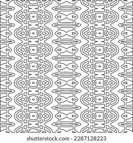 Stylish texture with figures from lines.Abstract geometric black and white pattern for web page, textures, card, poster, fabric, textile. Monochrome graphic repeating design. 