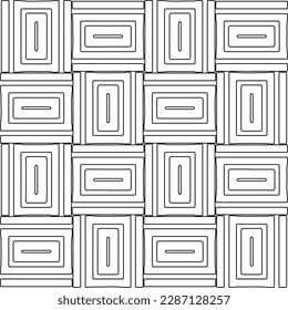 Stylish texture with figures from lines.Abstract geometric black and white pattern for web page, textures, card, poster, fabric, textile. Monochrome graphic repeating design. 