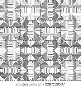 Stylish texture with figures from lines.Abstract geometric black and white pattern for web page, textures, card, poster, fabric, textile. Monochrome graphic repeating design. 
