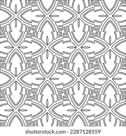 Stylish texture with figures from lines.Abstract geometric black and white pattern for web page, textures, card, poster, fabric, textile. Monochrome graphic repeating design. 