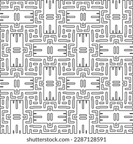 Stylish texture with figures from lines.Abstract geometric black and white pattern for web page, textures, card, poster, fabric, textile. Monochrome graphic repeating design. 