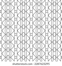  Stylish texture with figures from lines.Abstract geometric black and white pattern for web page, textures, card, poster, fabric, textile. Monochrome graphic repeating design.